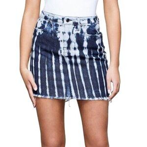 NWT Good American Shibori Denim Miniskirt, Size 4